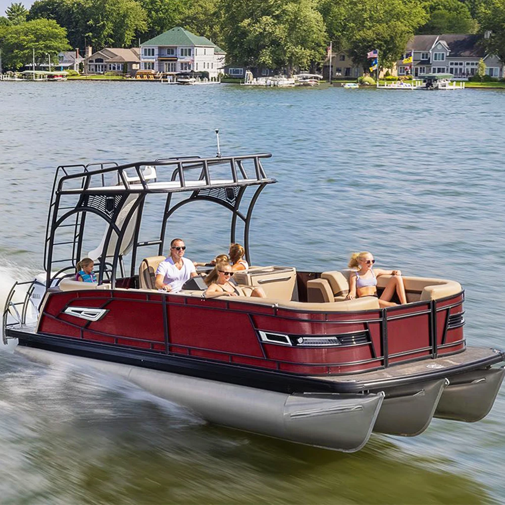Best Selling Luxury 31 Feet Aluminium Double Decker Pontoon Boat for Drifting Outdoor Activity Available for Sale