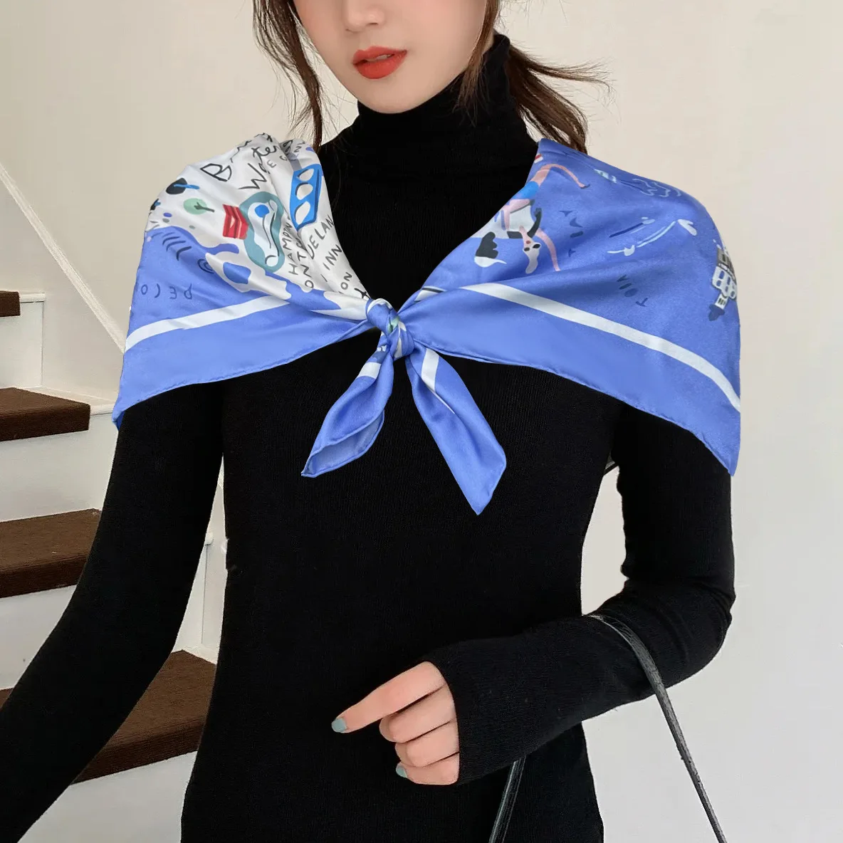 Wholesale 100% Silk Scarf Digital Printing Women Square Scarf Custom LOGO Silk Scarves