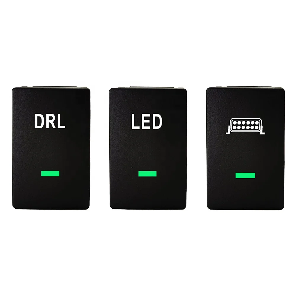 Electric control 5 wires harness engrave logo Car DRL LED push button led light bar switch for Honda Civic Accord CRV dash board