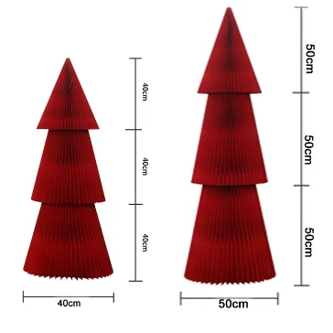 Handmade paper decorations red Christmas tree window decoration backdrop window display props honeycomb foldable paper ornament