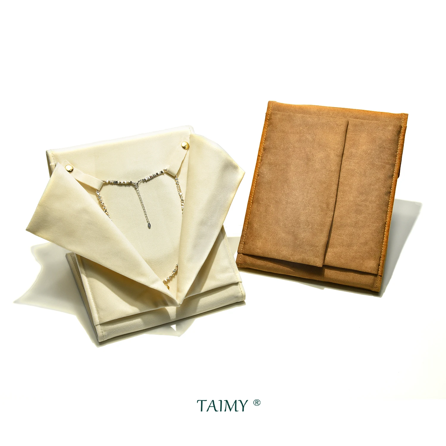 Factory Wholesale Jewelers Velvet Gold Silver Necklace Pendant Jewelry Bag Suede Emeralds Gem Pendant Gifts Display Packaging