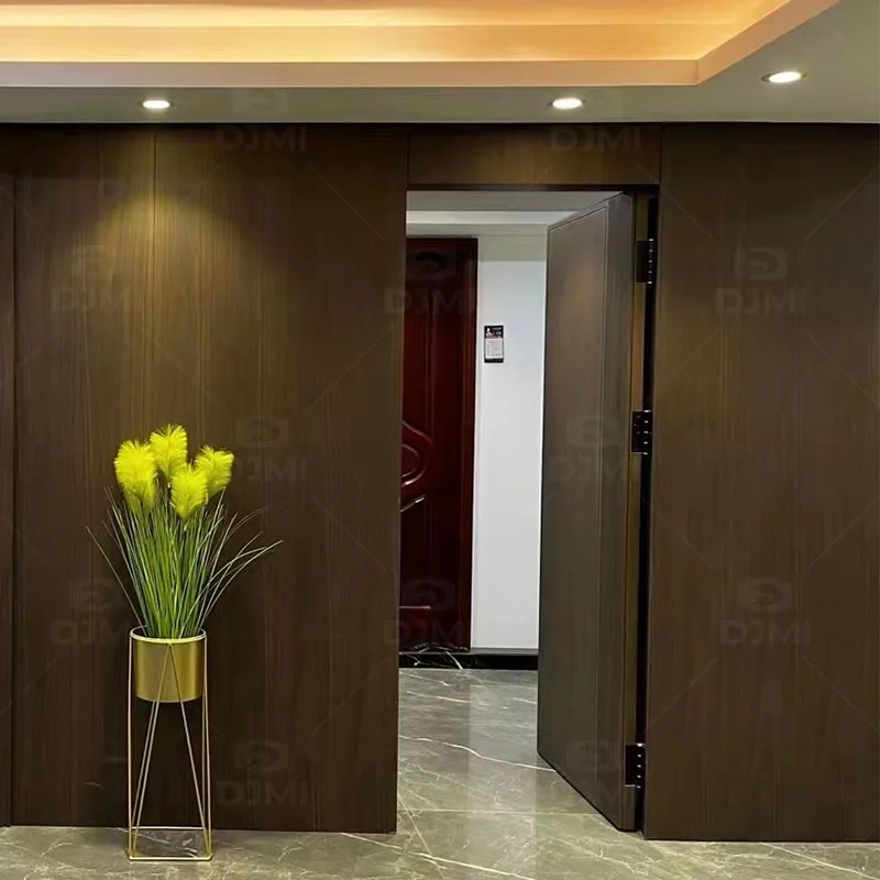 Minimalist Design Room Interior Paint Solid Wooden Slab Timber Invisible Door For House Custom Flush Border Hidden Murphy Door