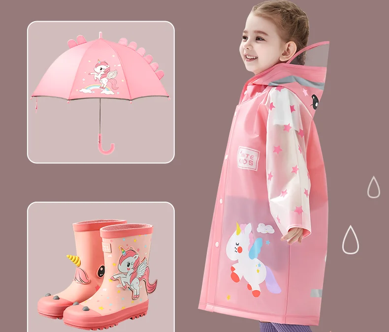 WHY447 Wholesale Children Raincoats Primary Kindergarten Waterproof Poncho EVA Cartoon School Student Working Raincoat