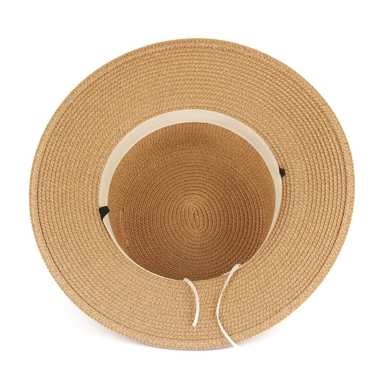 Summer Outdoor Simple Leisure Sunshade Sunblock Straw Hat Flat Top Straw Knitted Hat For Men And Women