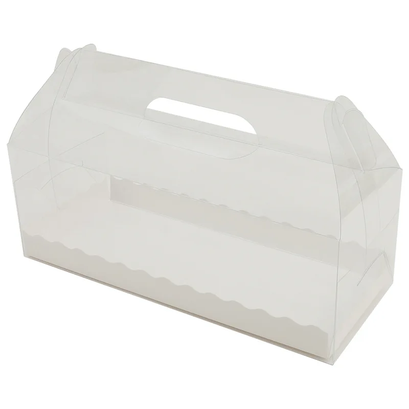 Rectangular All Clear Plastic PET bakery package with Handle for Pastry