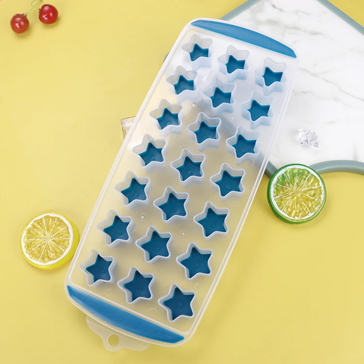 Multi-purpose Non Stick Food Grade Ice Cube Mold Reusable 21 Cavities Star Shaped Plastic Ice Cube Tray for Coffee Whiskey