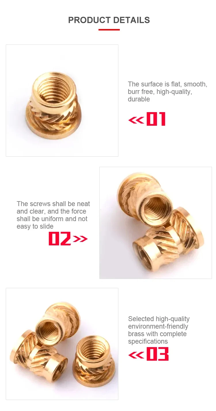 M2 m3 m4 m5 m6 m8 Brass Heat insert Hot melt Knurl flange Copper nut Thread injection Embedding T-Type Nut for 3D Printer