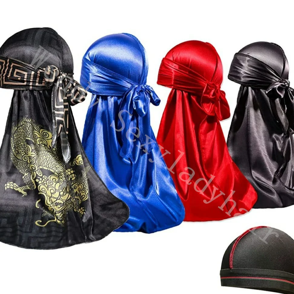High quality durags wholesale custom logo customized solid designer velvet durags for men
