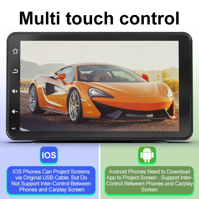 9 inch 7-Inch Sunshade IPS Touch Screen Stereo MP5 Player Portable Wireless Android Auto and Carplay Support for Desktop