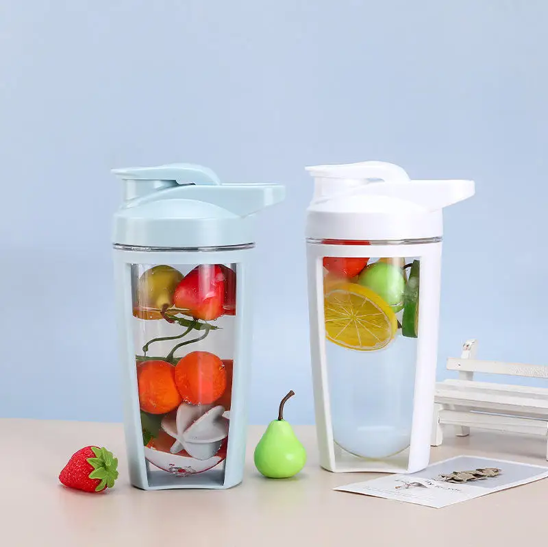 New style custom 650ml plastic sport water bottle clear gym protein shaker bottle with stirring ball