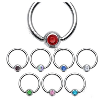 Belly Button Rings Body Piercing Jewelry Captive Bead Ring with Gem ball