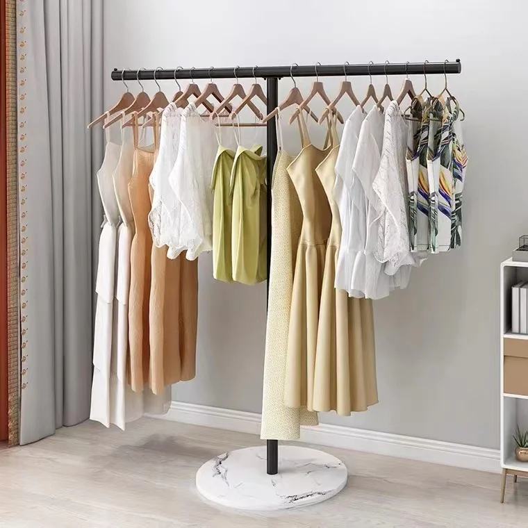 2022 Hot Sale Manufacturer Metal Marble Clothes Rail Drying Rack Floor Garment Display Rack