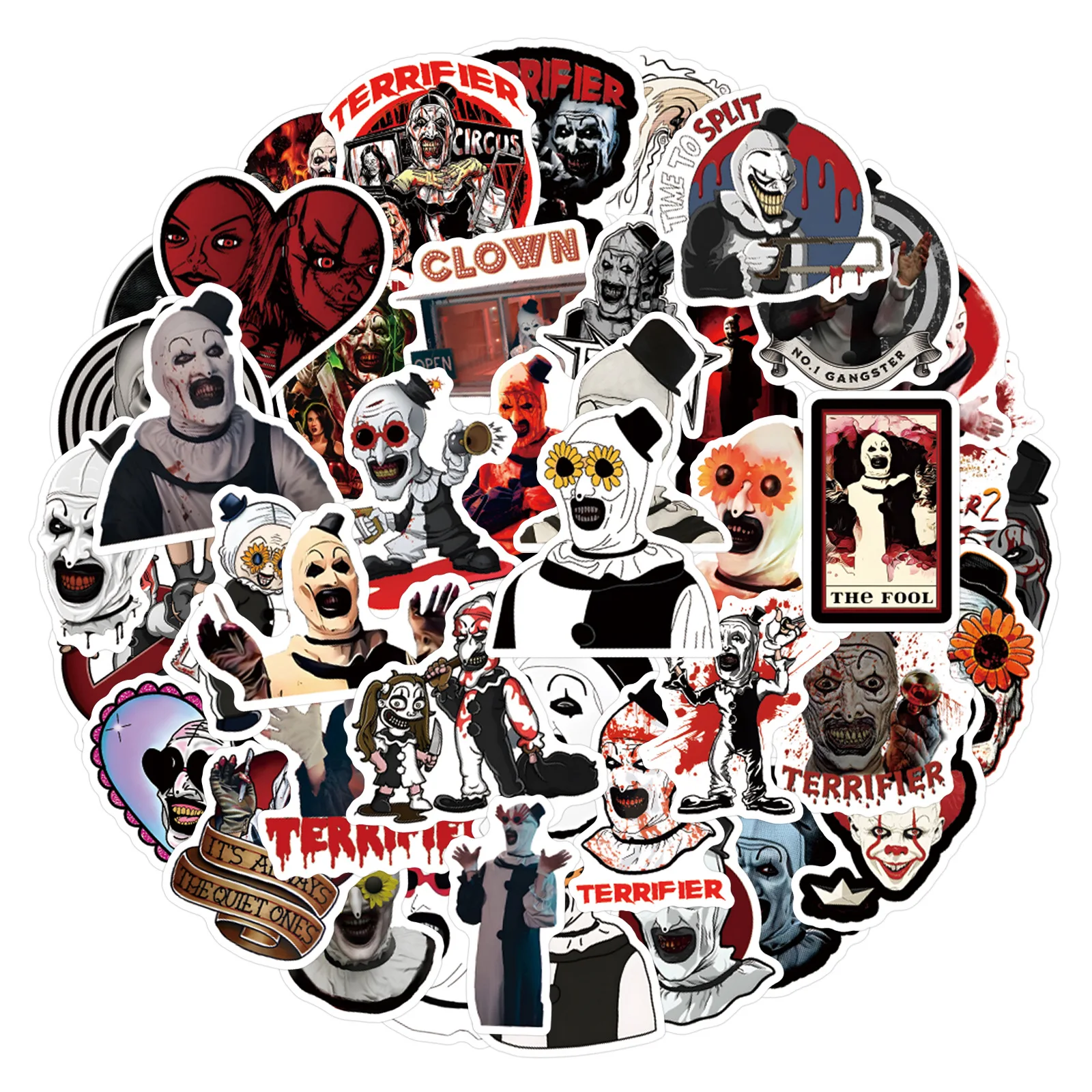 New 55Pcs Horror Movie Terrifier Graffiti Stickers For Bottle Laptop Decor Terrifying Clown Sticker