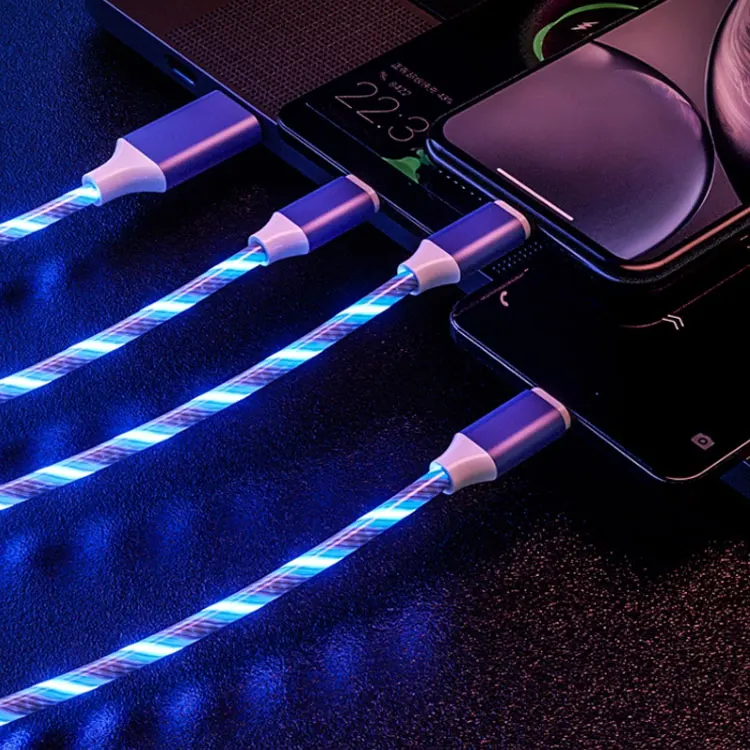 2022 New design Led Light Flowing Visible Up Luminescent Charging Cable For Iphone Usb Charger Cable