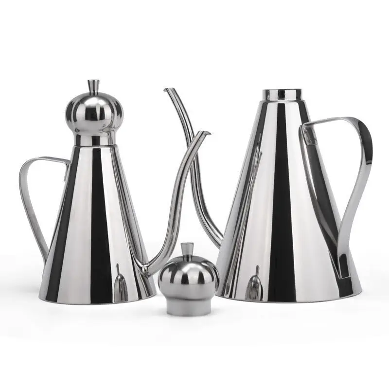 Restaurant high-quality stainless steel cone oil pot leak-proof kitchen household soy sauce pot small vinegar pot