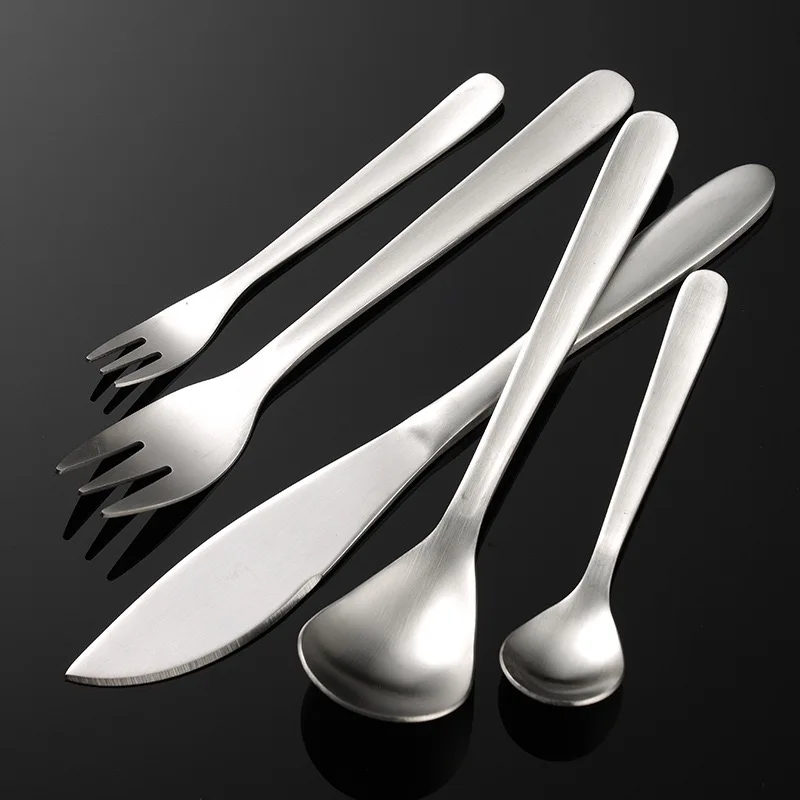 High Quality Stainless Steel 304 Japandi Spoon Fork Knife Flatware Set Matt Polishing Creative Tableware Set