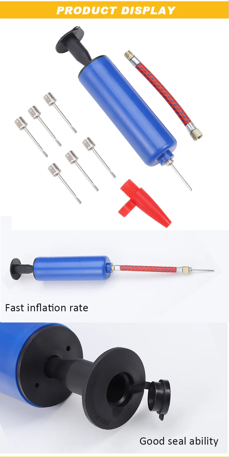 Manufacturers selling 17*3cm PP mini portable soccer ball pump needles balloon hand pump