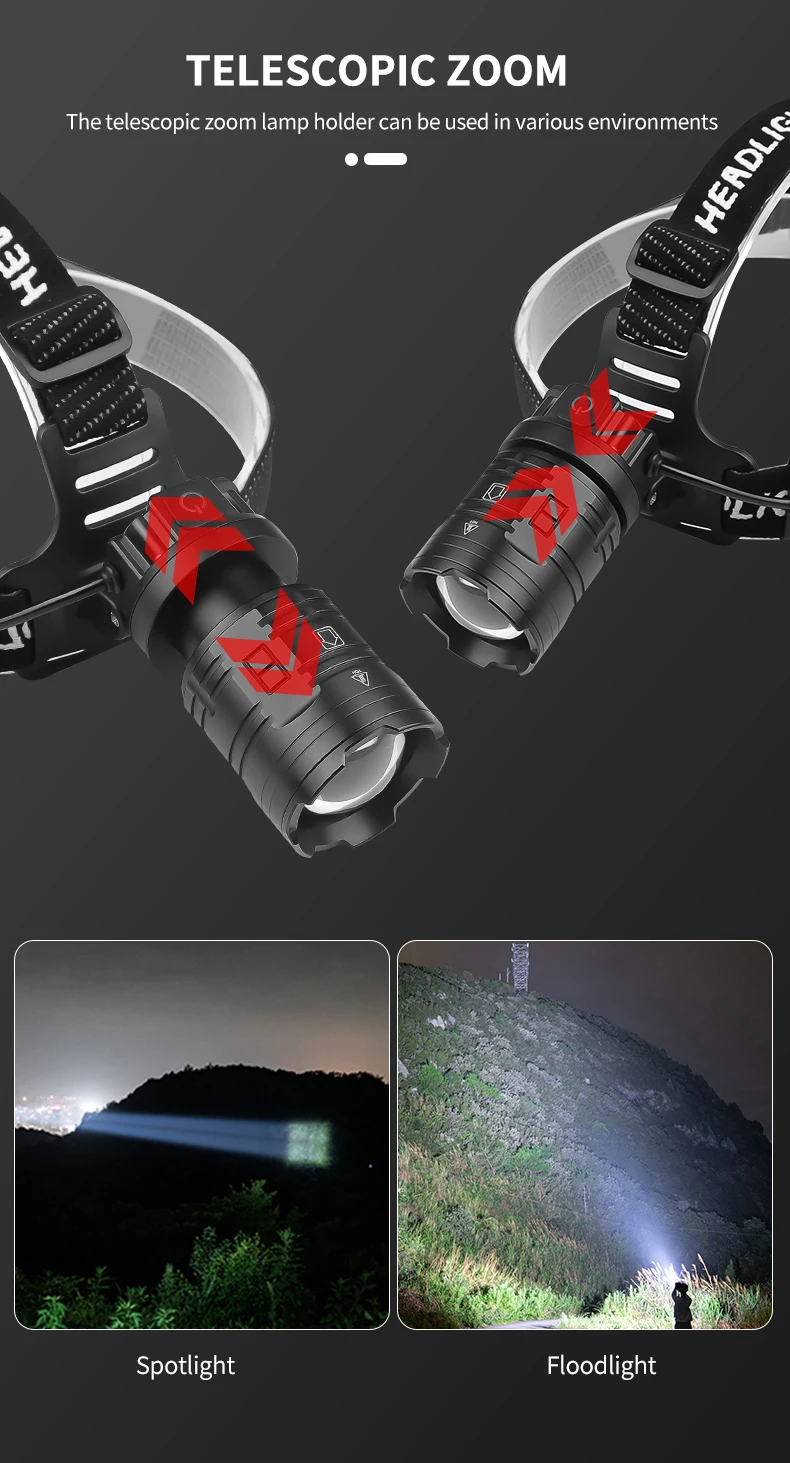 1000m ZOOM  XHP70 30W 1200 lumen 18650 output LED Headlight USB Rechargeable Waterproof Fishing Light  Sensor Headlamp