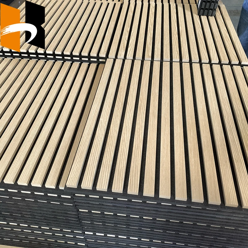 Interior Wall Decoration 3D Design Wood Slat Acoustic Panel Solid Wood