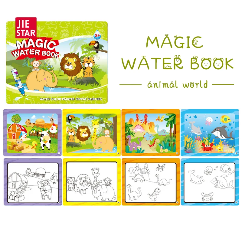 JIESTAR TOYS hot selling magic water coloring books diy painting toy drawing set toys Letters numbers kids coloring book