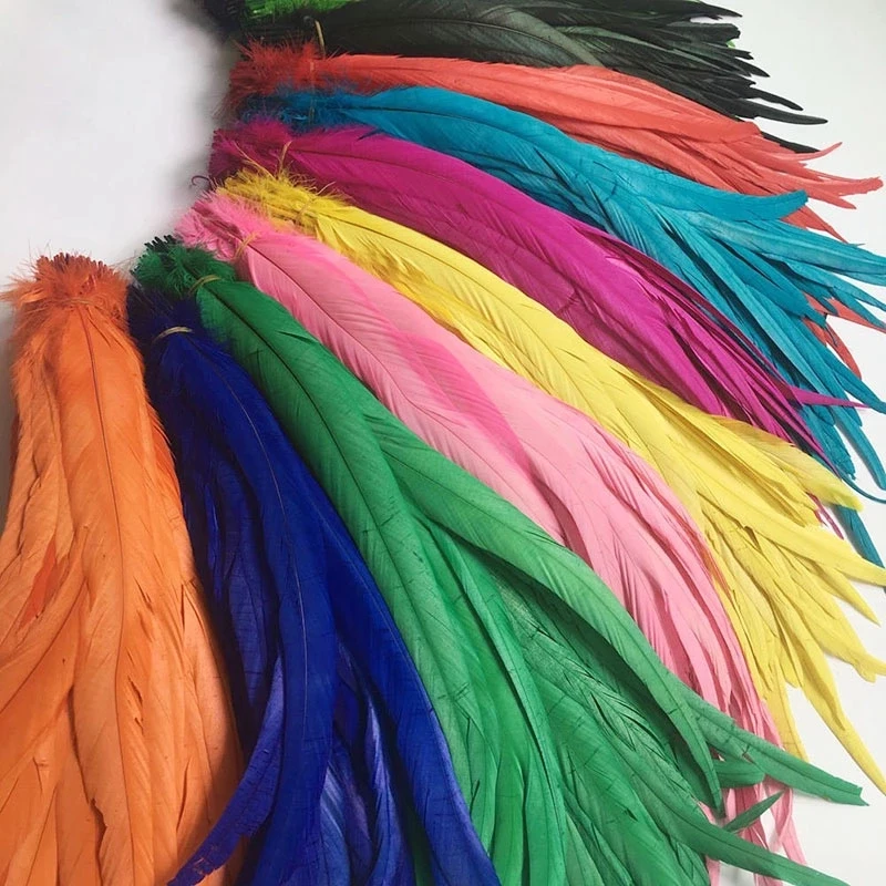 Wholesale Dyed Blue Color Rooster Tail Feather