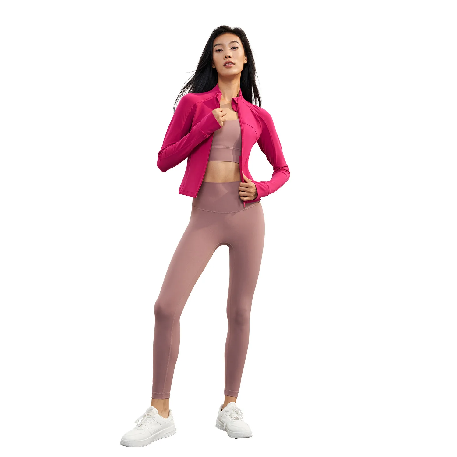 New lulu yoga jacket high-neck zipper long-sleeved top quick dry slimming fitness sports casual jacket