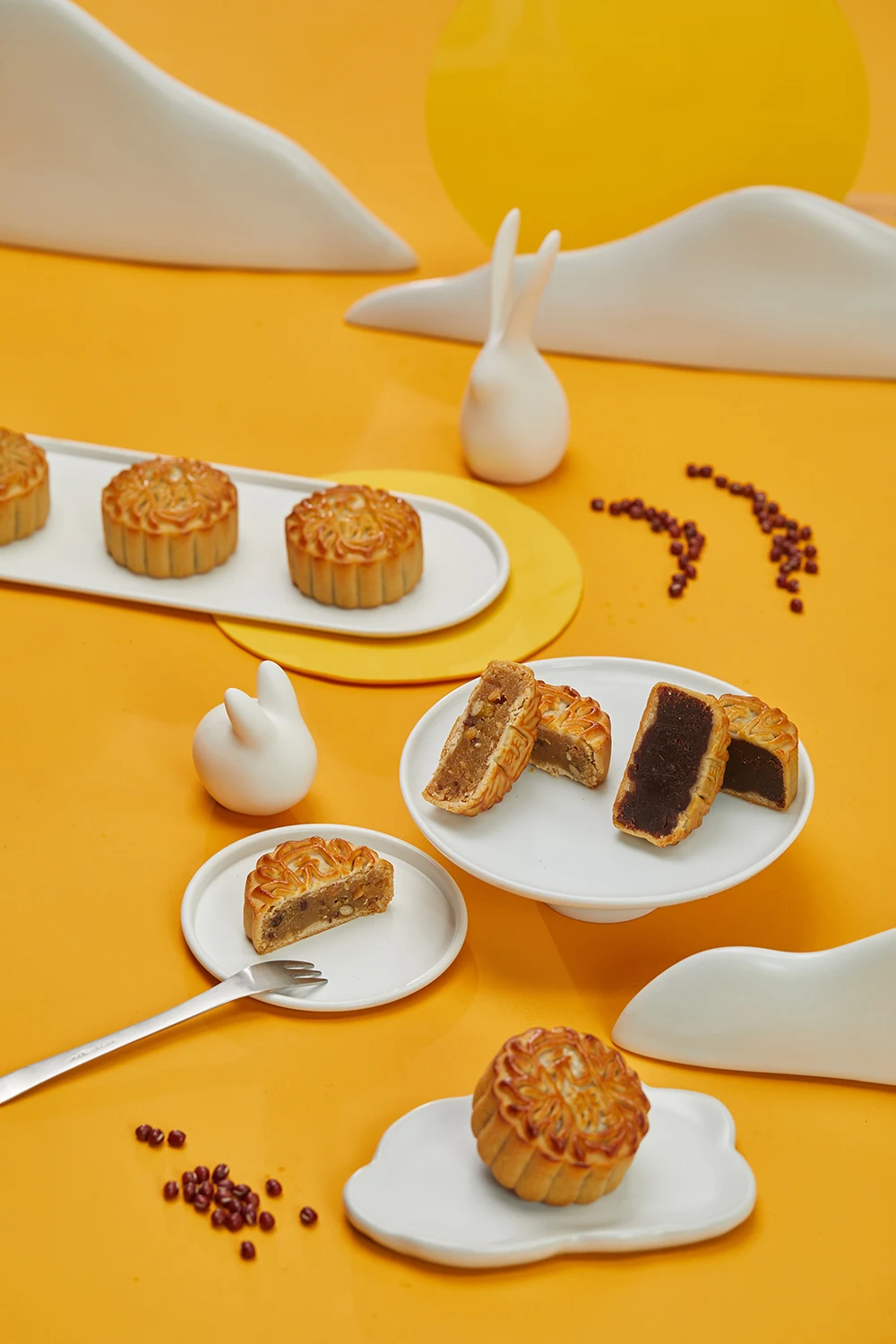 Asian Season Nut Moon Cakes Chinese Snack Gifts Low Sugar Green Tea Vegetarian Mooncake