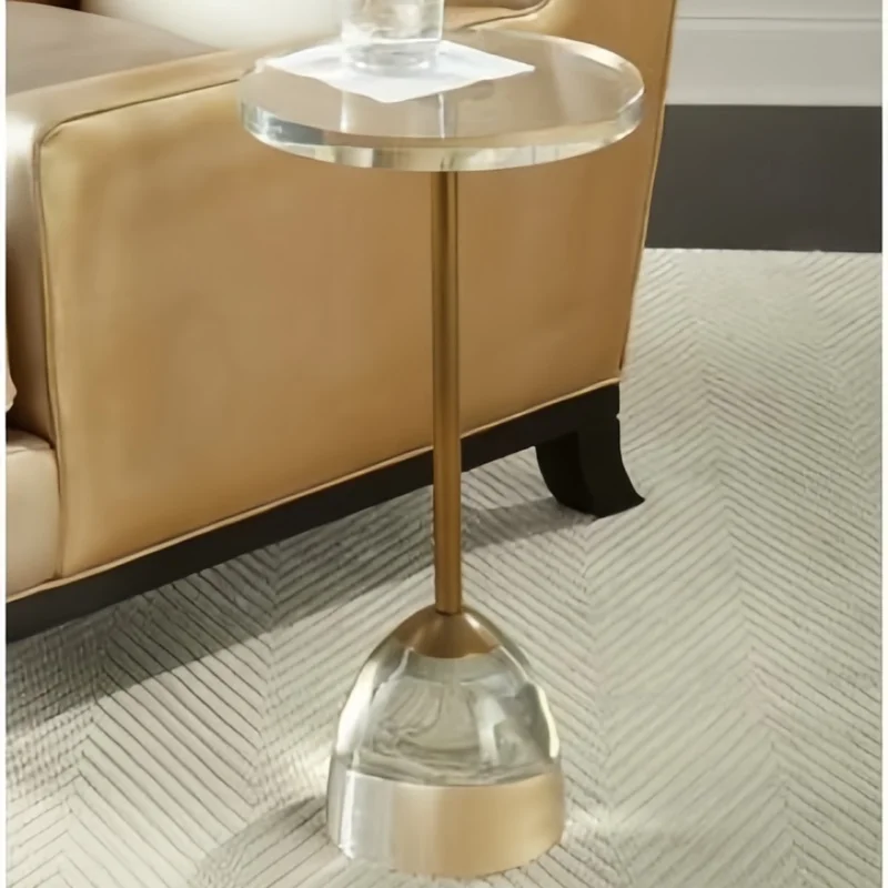 New Arrival Modern Light Luxury Style Transparent Lucite Acrylic Side Table with Golden Metal Rope for Home Decor