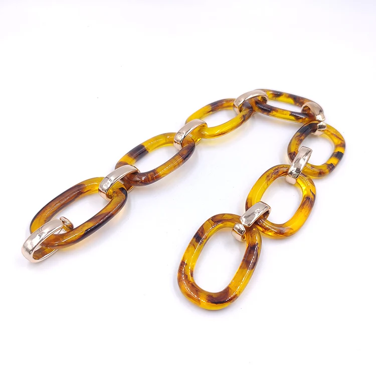 CH2412 Plastic Acrylic Special Buckles Link Chain Acryl Resin Purse Chains Wholesale Tortoise Acrylic Chunky Chain