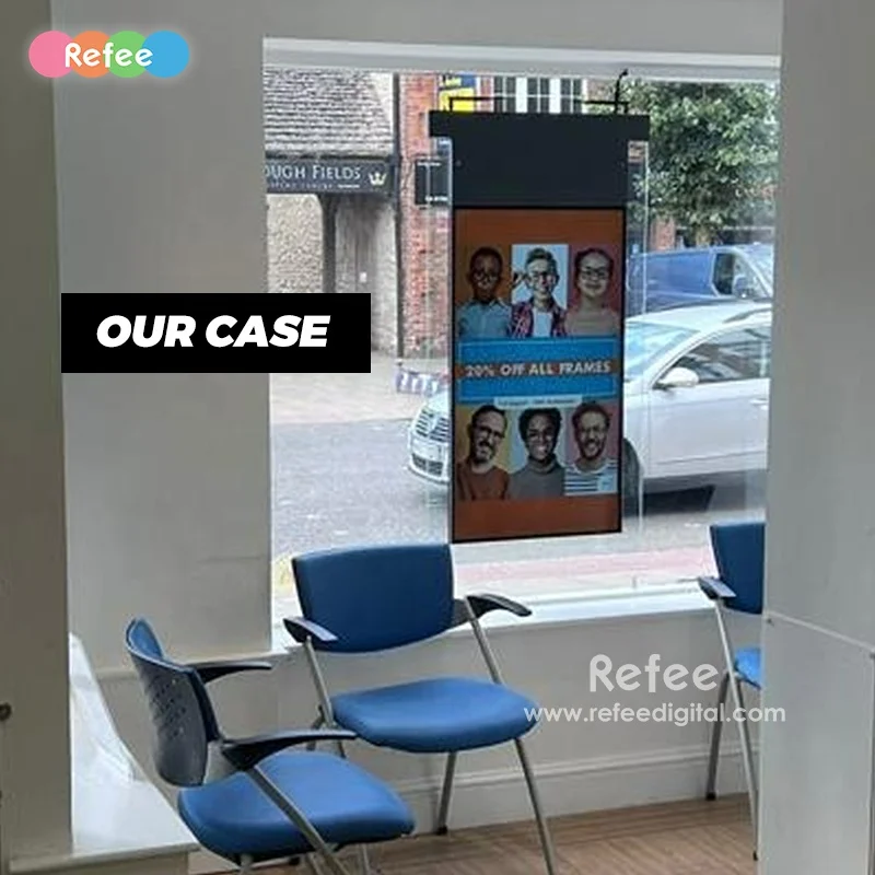 Продажа в розницу 55 65 дюймов закрытый высокая яркость Потолочный подвесной двухсторонняя наружная реклама Digital Signage окна ЖК-дисплей экран