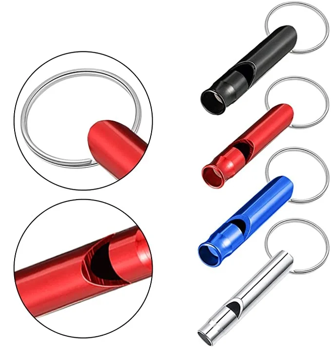 Custom Metal Hiking Outdoor Tools Survival Emergency Self Defense Whistle Keychain