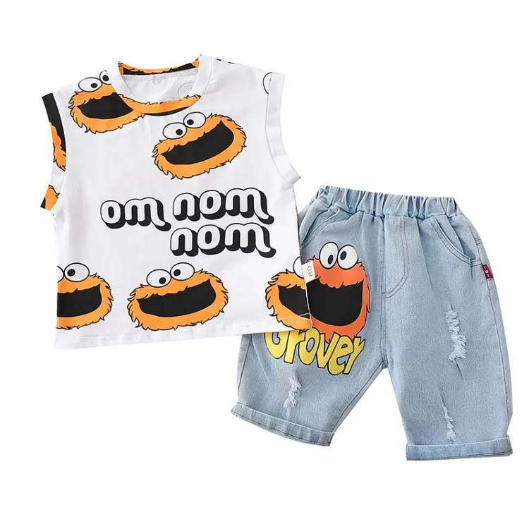
Kids Clothing Suppliers Tank Top Jean Shorts Two-piece Suit Boys Clothes Sets 