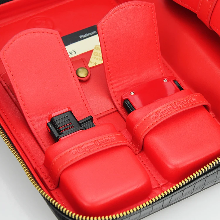 Классический многофункциональный чехол GUEVARA из натуральной кожи с несколькими карманами и молнией для сигар