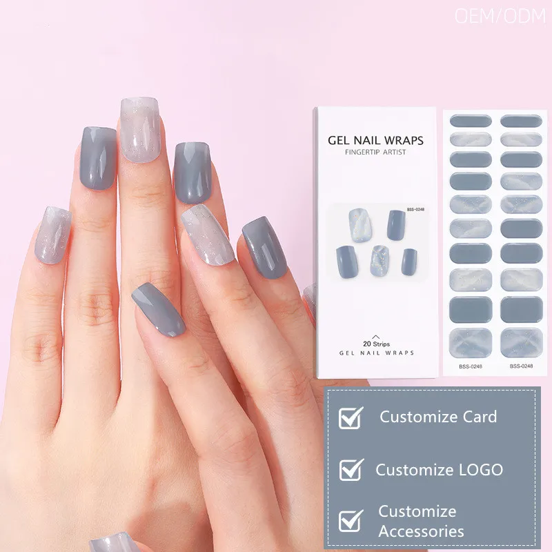 BEAU FLY autocollant pour ongle Glitter semi cured uv gel nail stickers with uv lamp