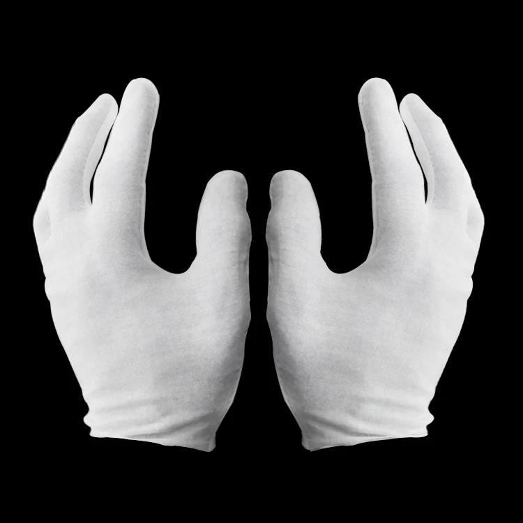 
Biodegradable high quality disposable jewelers inspections elastic cotton white jewelry medium thickness gloves guantes 