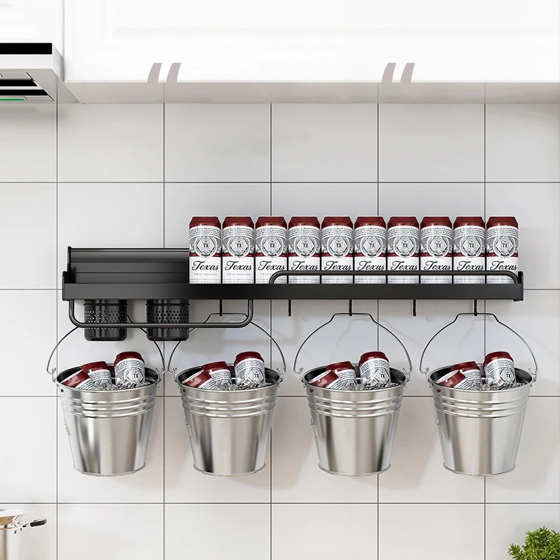 Perforation-free kitchen shelves wall-mounted multi-function chopsticks knife rack household supplies wall storage rack