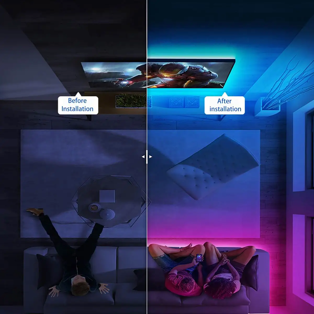 Wholesale 12V 5050 RGB Light Strip Bluetooth Smart App Waterproof LED Colorful Light Strip Set