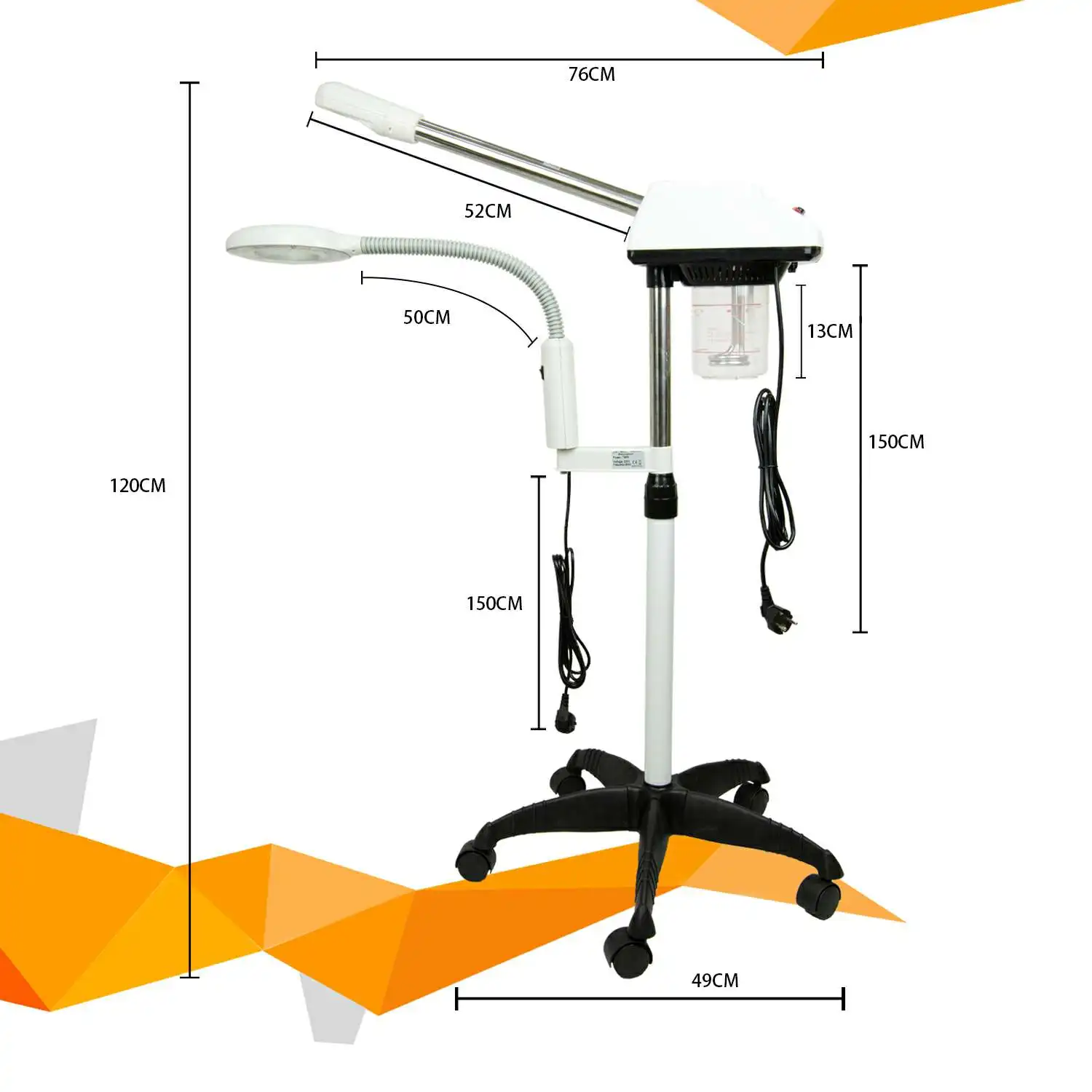 
Concise Home 2 IN 1 Home Spa Beauty Salon With LED 5X Magnifying Lamp Professional Stand Ozone Face Steamer Mist Nano Sprayer 