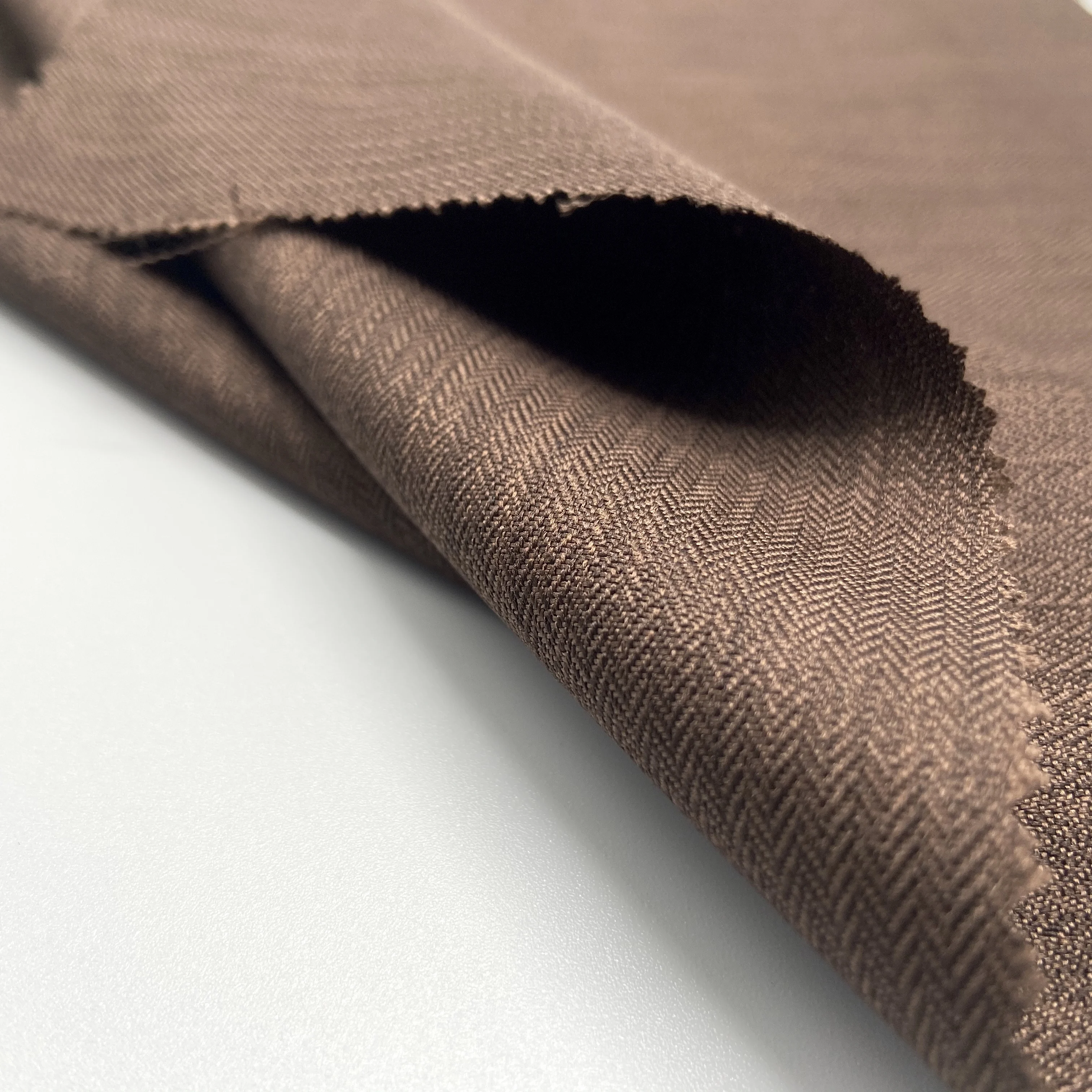 
China Factory Textile Manufacturer 100%Polyester Recycle Herring Bone Woven Fabric Fashion Design for Curtain Garment 