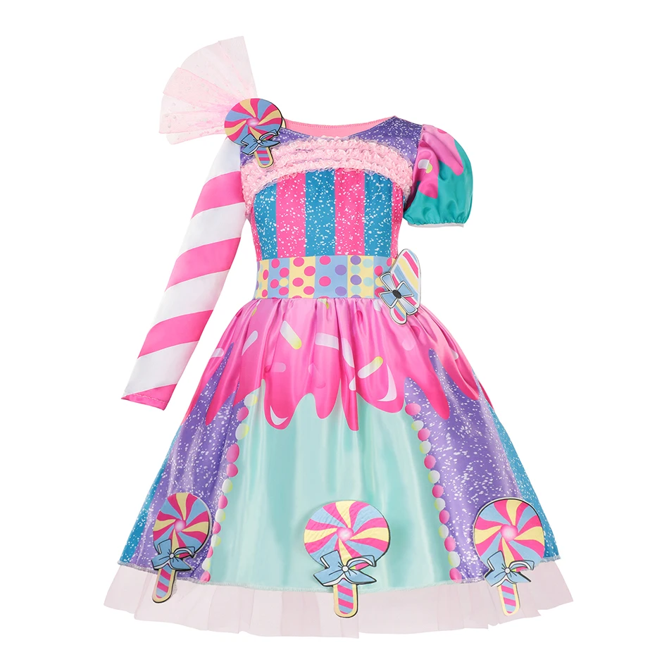 2021 New Girl Candy Carnival Dress Sweet Adorable Lollipop Cosplay Summer Frocks Kids Birthday Fancy Festival Skirt