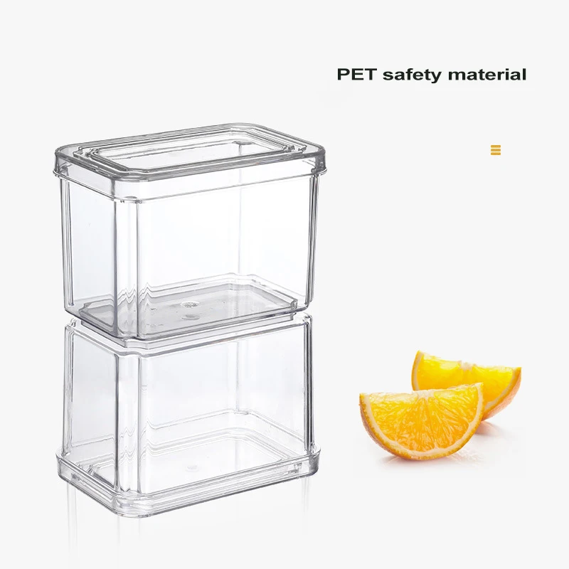 Clear Plastic Freezer Refrigerator Food Storage Box Fridge Storage Containers Stackable Organizer Bins With Removable Drain Tray