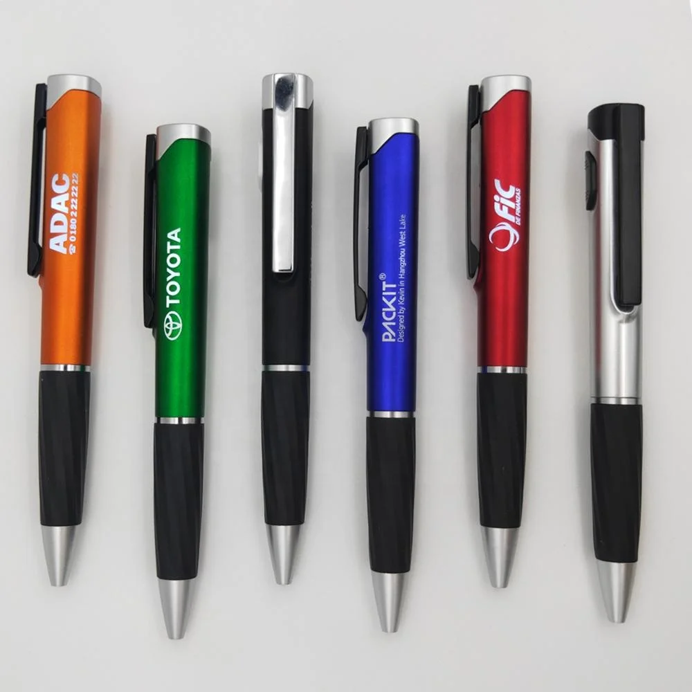 Custom Promotional LED light AD Ball pen with laser Glow logo