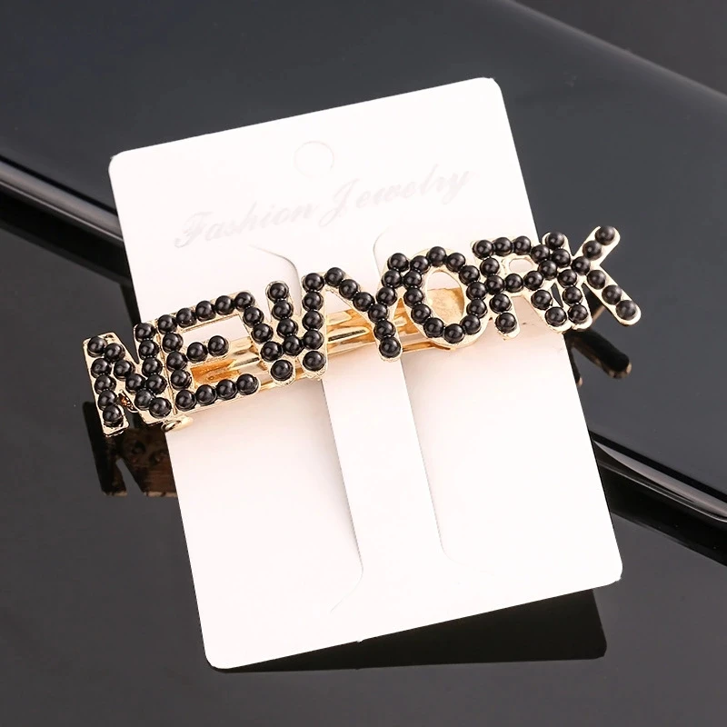 
Latest Girls Accessory Hand Making City Name Hair Spring Clips Newyork London Paris Milan Moscow Tokyo Pearl Hair Pins 