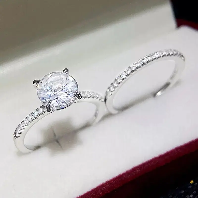 CAOSHI 4 Designs rings set Silver Color Ring for Women Inlaid White Zircon Stones Wedding Rings Set Wedding