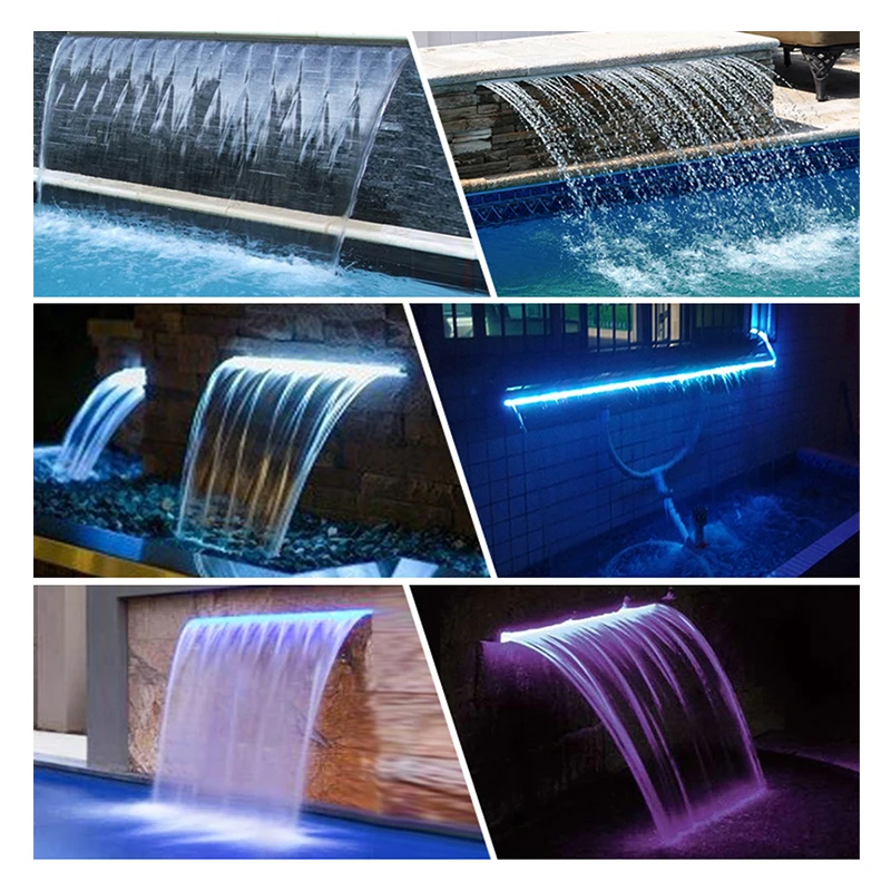 Most Popular Stainless Steel Outdoor Waterfall Fountain Acrylic Water Cascade for Swimming Pools and Spas Water Descent