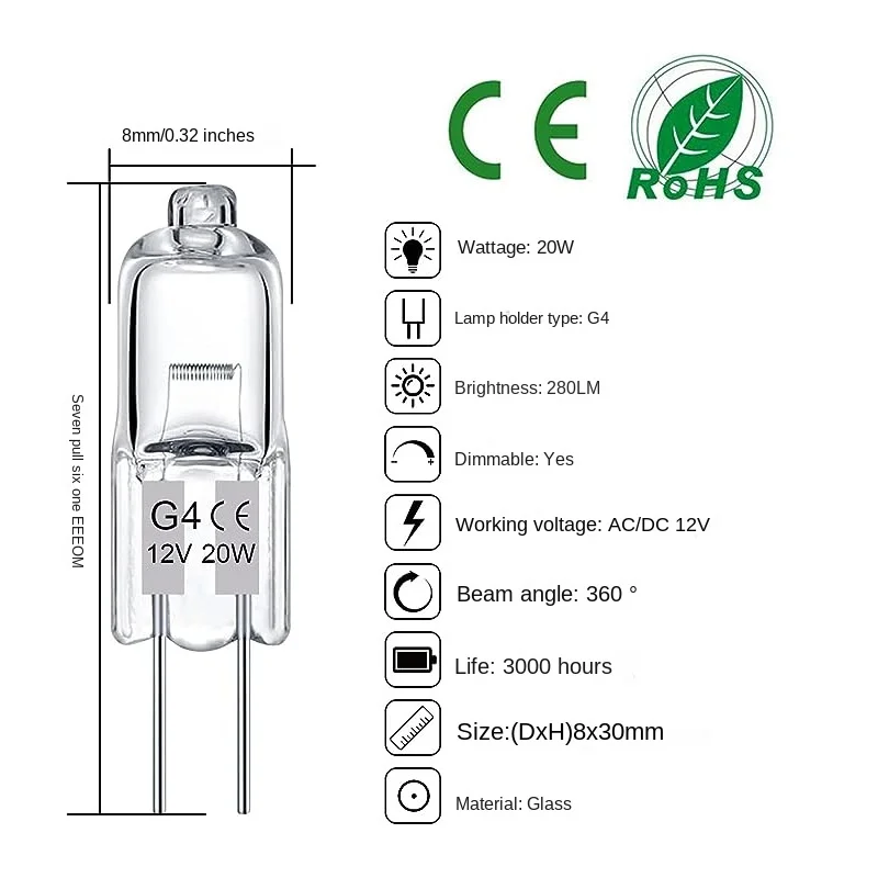 G8 LED Bulb 2W Dimmable 120V T4 Bulb Warm White 2700K Under Cabinet Light Bulb Kitchen Downlight Night Lamp
