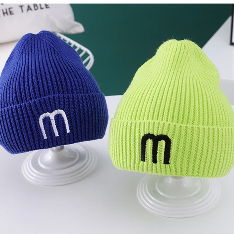 Little girl boy baby kids winter knitting hats and cap infant baby toddler beanie