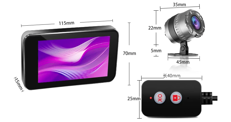Motorcycle Dash Cam 4 Inch 1080P Dual Lens Wifi Video Recorder Motorbike Camera Sports Action Camera