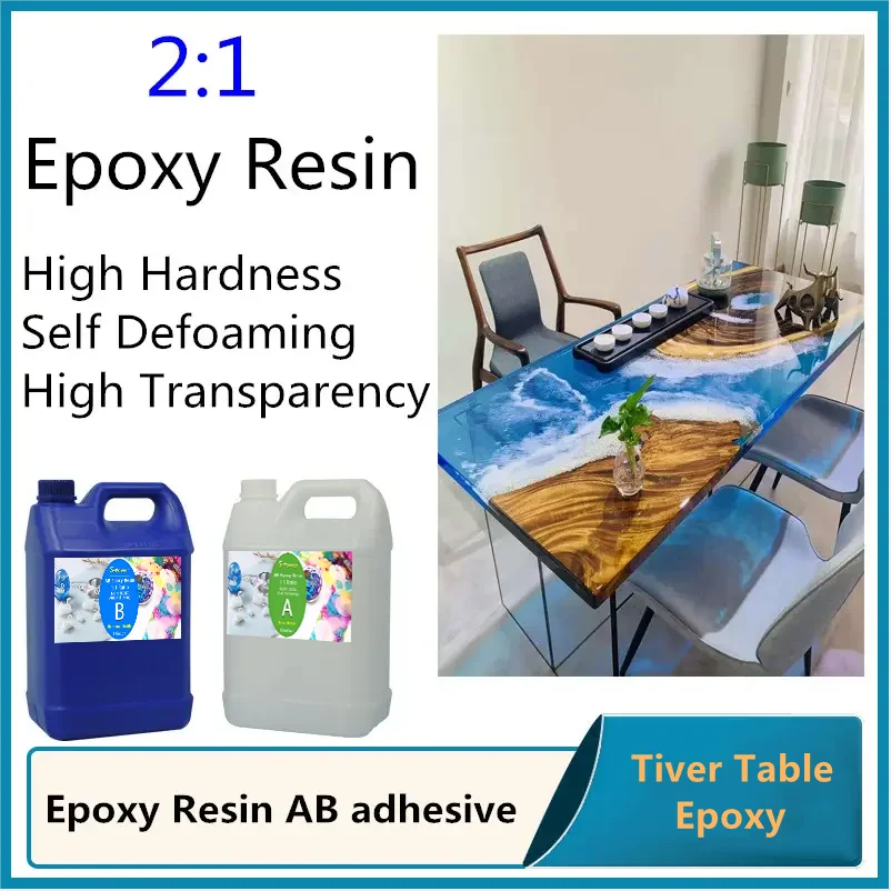 Epoxy Resin AB Adhesive 2:1 Transparent River Table Board Handicraft Potting Adhesive High Hardness Self Defoaming Crystal