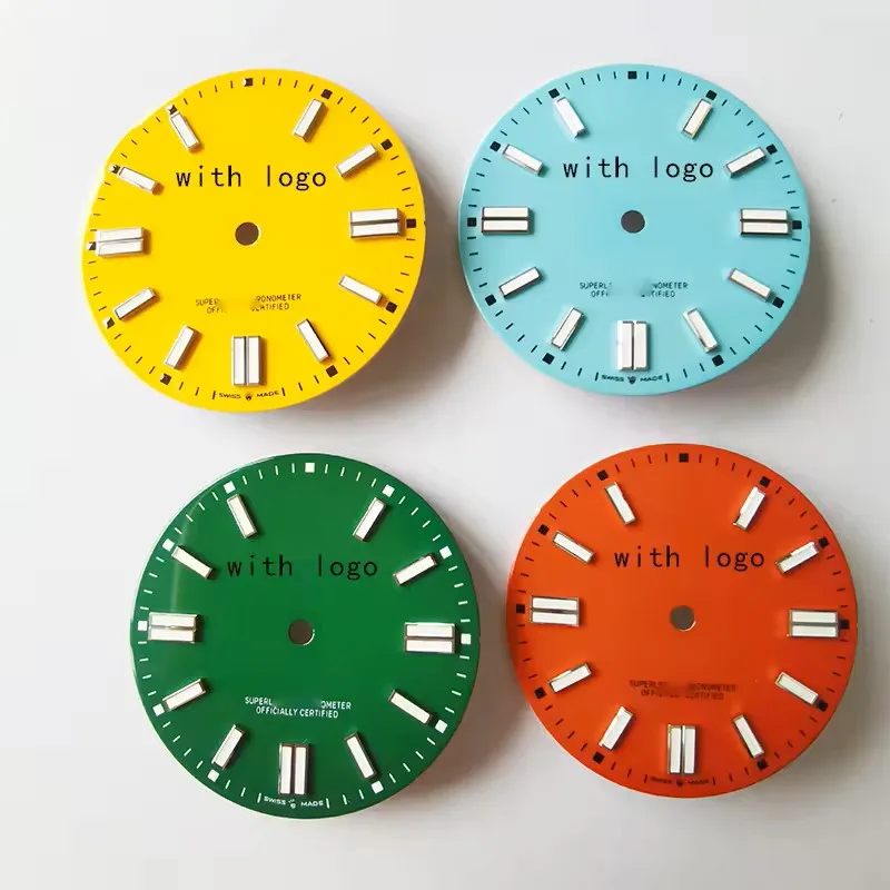 customized blue gloss 28.5mm 4R36 watch luminous dials luminous Hand Winding Watch Movement Timepiece Part watch sterile dial